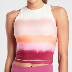Athleta Shanti Printed Crop Tank Sunset Ombré Pink Purple Orange 1X NWT UPF